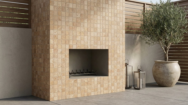 Noce (Antalya) Travertine 2x2 Filled & Honed Travertine Mosaic