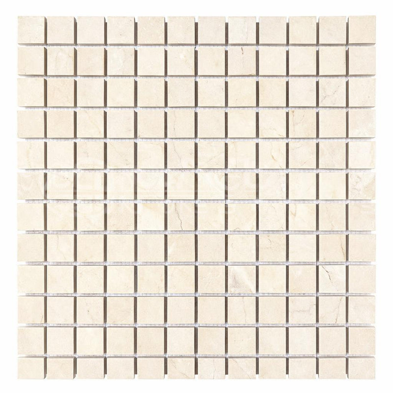 Crema Marfil (Spanish) Marble 1x1 Cream Tumbled Mosaic