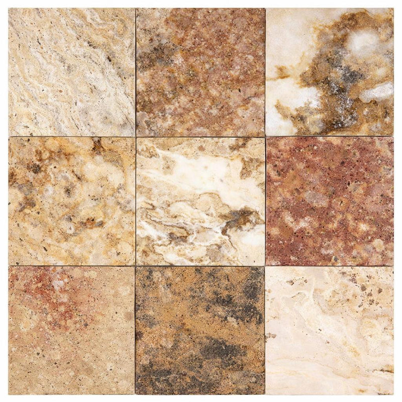 Scabos Travertine 4x4 CNC-Arched (Round-face / Wavy) Travertine Tile