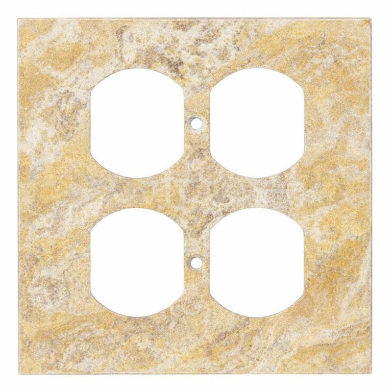 Scabos Travertine Switch Plate Covers 4-1/2x4 1/2 Honed Plate Cover 2-DUPLEX