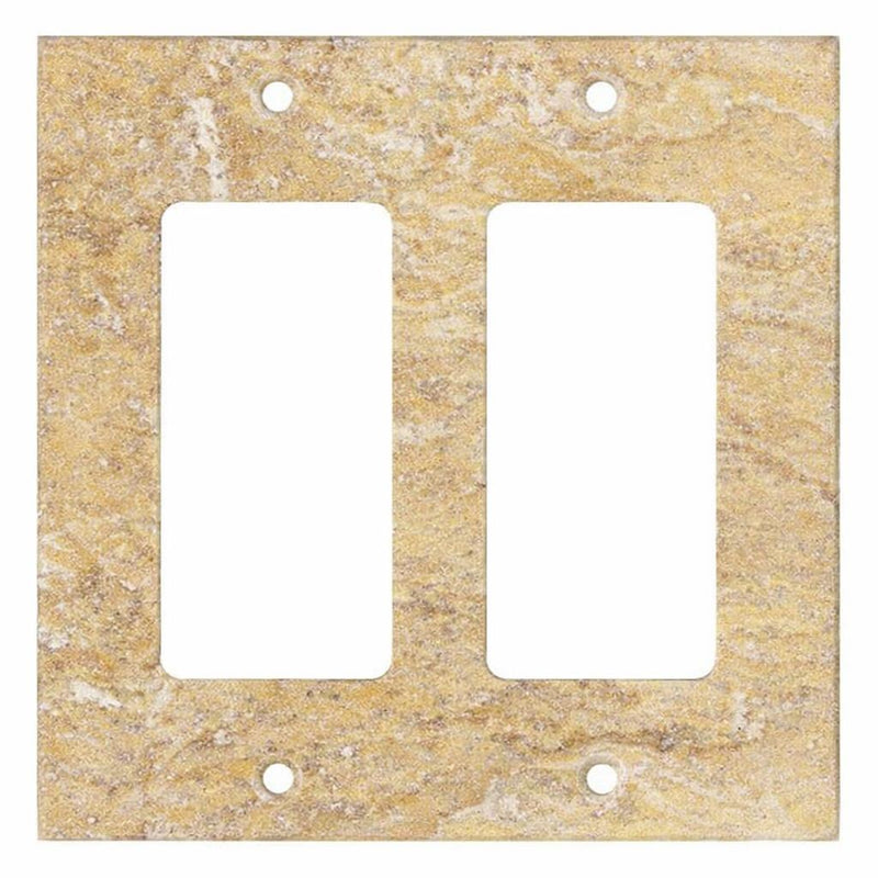 Scabos Travertine Switch Plate Covers 4-1/2x4 1/2 Honed Plate Cover 2-ROCKER