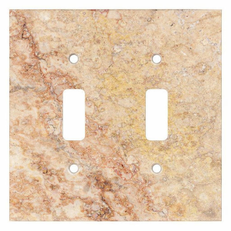 Scabos Travertine Switch Plate Covers 4-1/2x4 1/2 Honed Plate Cover 2-TOGGLE
