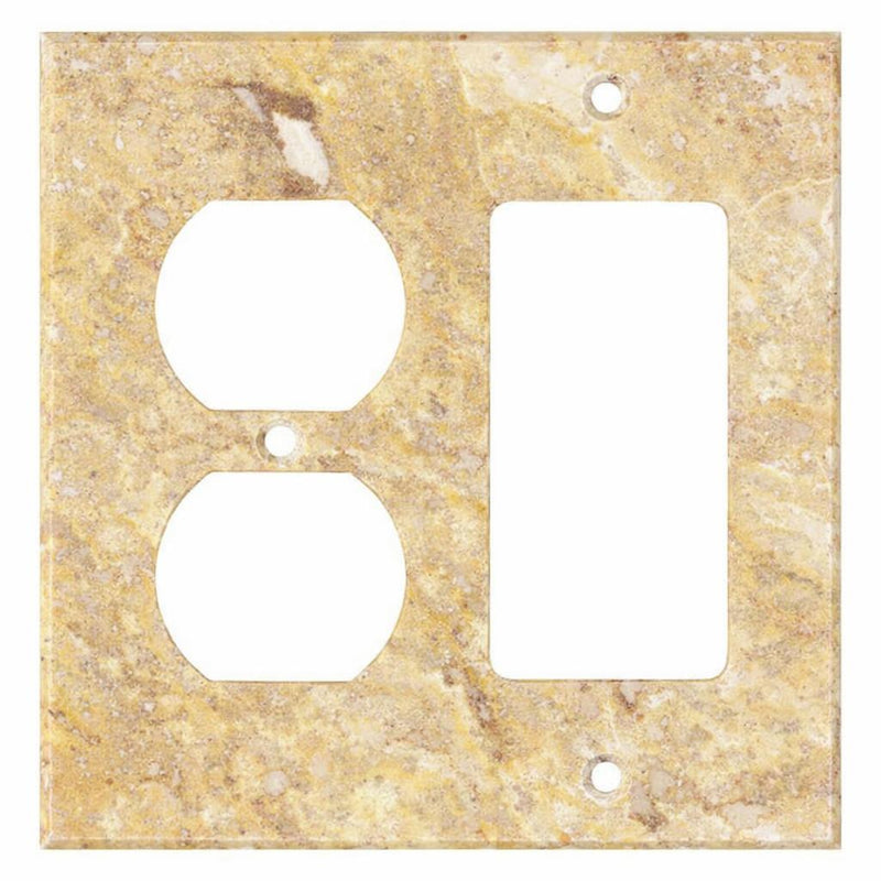 Scabos Travertine Switch Plate Covers 4-1/2x4 1/2 Honed Plate Cover ROCKER - DUPLEX