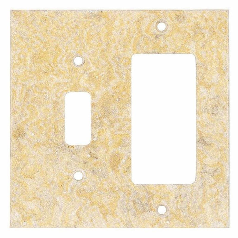 Scabos Travertine Switch Plate Covers 4-1/2x4 1/2 Honed Plate Cover TOGGLE - ROCKER