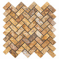 Scabos Travertine 1x2 Tumbled Travertine Herringbone Mosaic