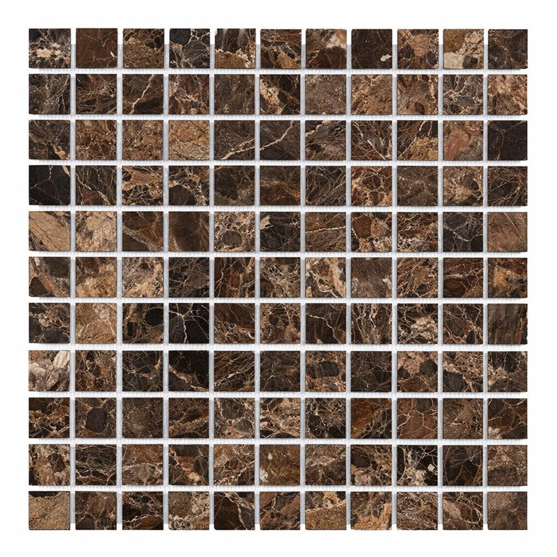 Emperador Dark (Spanish) Marble 1x1 Polished Mosaic