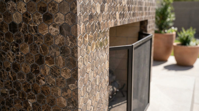 Emperador Dark (Spanish) Marble 1x1 Polished Hexagon Mosaic