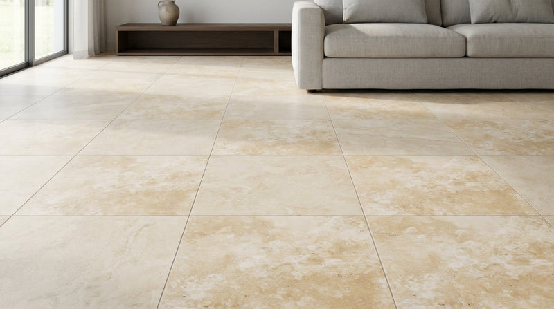 Durango / Paredon (Mexican) - Cross Cut Durango Travertine 16x16 Filled & Honed Travertine Tile