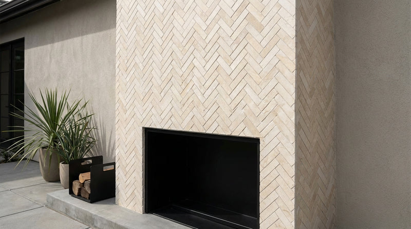 Crema Marfil (Spanish) Marble 1x3 Cream Honed Herringbone Mosaic