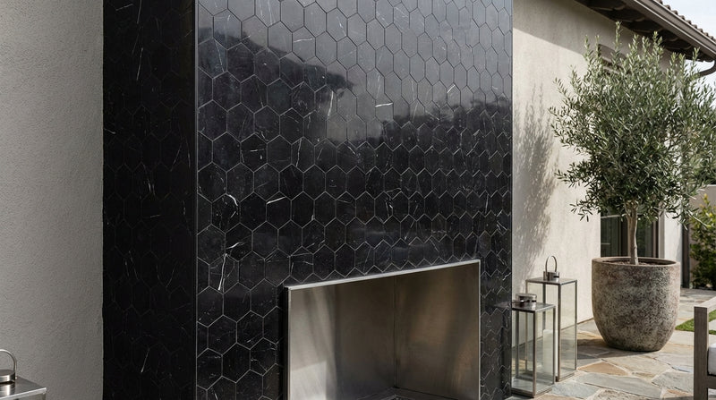 Nero Marquina (Black) Marble 3x3 Honed Hexagon Mosaic