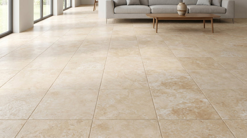 Durango / Paredon (Mexican) - Cross Cut Durango Travertine 18x18 Tumbled Travertine Tile