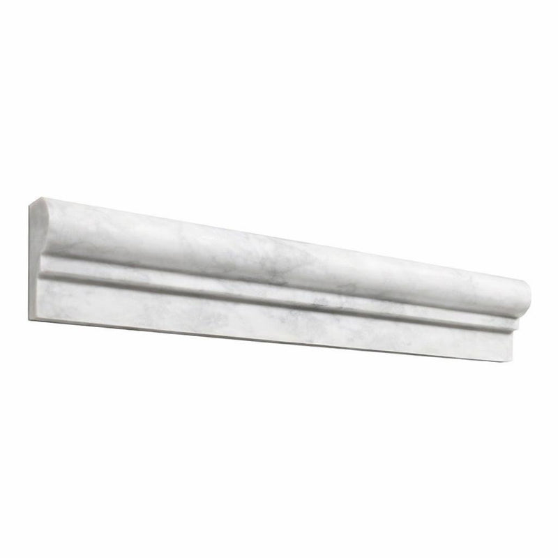Bianco Congelato Marble 2x12 Leathered Dolomite Tile OG-1 (Single-step Chair Rail Trim)