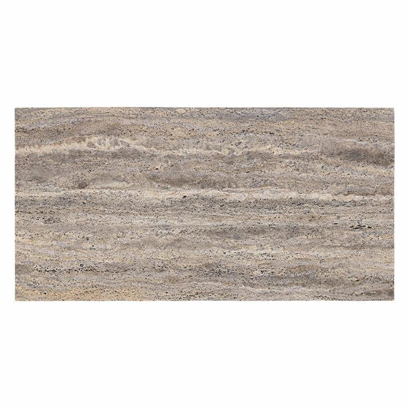 Silver (Pewter Blend) Travertine 12x24 Filled & Honed Travertine Tile