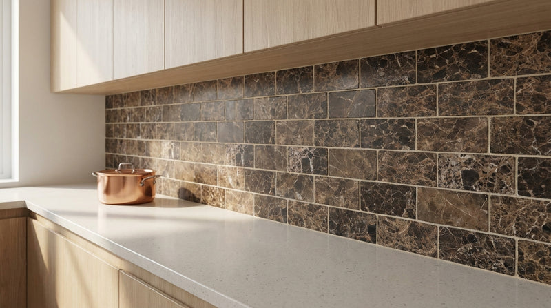 Emperador Dark (Spanish) Emperador Dark Marble 3x6 Tumbled Tile