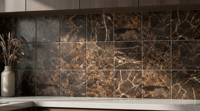 Emperador Dark (Spanish) Emperador Dark Marble 4x4 Tumbled Tile