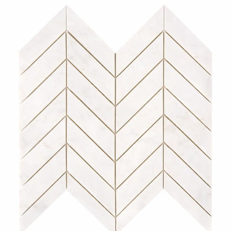 Afyon White Marble Polished Chevron Mosaic Chevron (1" X 4") Mosaic