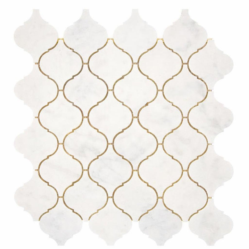 Afyon White Marble Polished Lantern Mosaic (3") (Arabesque / Moroccan / Baroque)