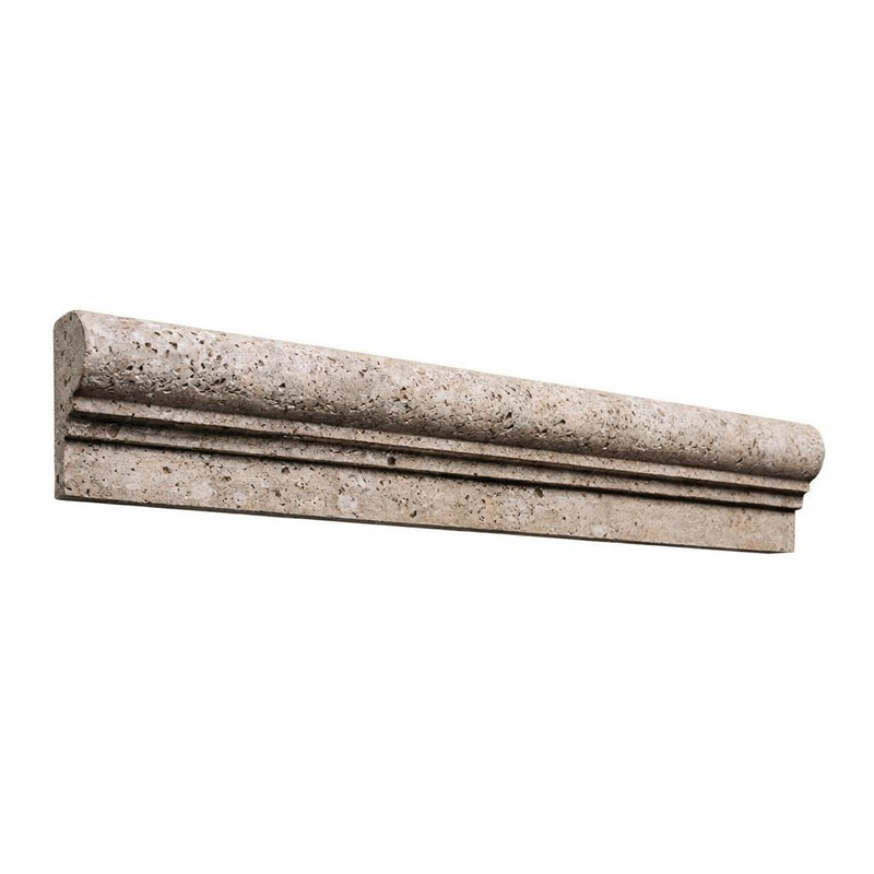 Silver (Pewter Blend) Travertine 2x12 Honed Travertine Tile OG-1 (Single-step Chair Rail Trim)