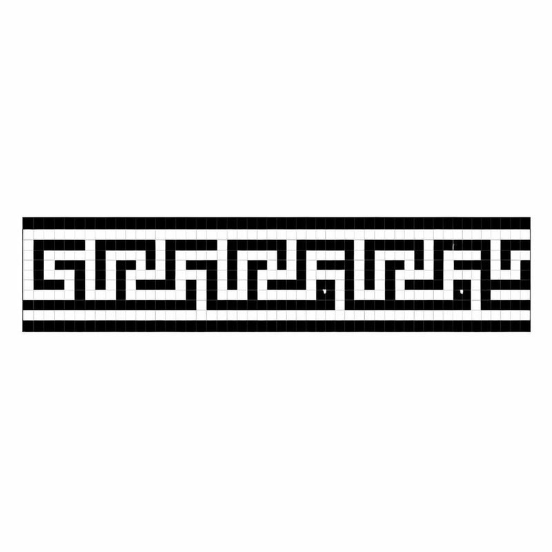 Thassos White (Greek) Thassos White Marble 3-1/2x7 Polished / Honed Tile Greek Key Border (w/ Black)