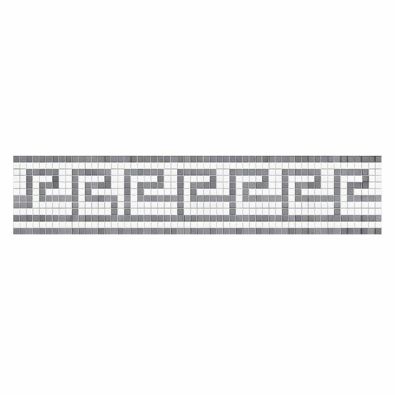 Thassos White (Greek) Thassos White Marble 3-1/2x7 Polished / Honed Tile Greek Key Border (w/ Blue-Gray)
