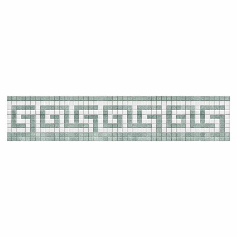 Thassos White (Greek) Thassos White Marble 3-1/2x7 Polished / Honed Tile Greek Key Border (w/ Ming Green)
