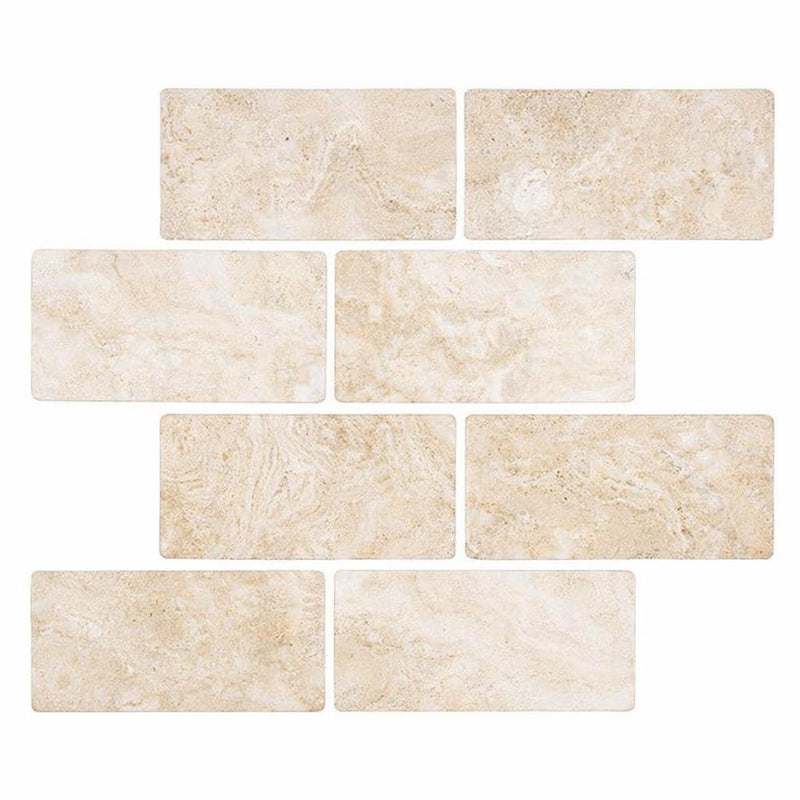 Durango / Paredon (Mexican) - Cross Cut Durango Travertine 3x6 Tumbled Travertine Tile