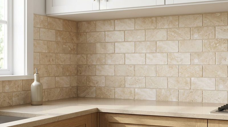 Durango / Paredon (Mexican) - Cross Cut Durango Travertine 3x6 Tumbled Travertine Tile