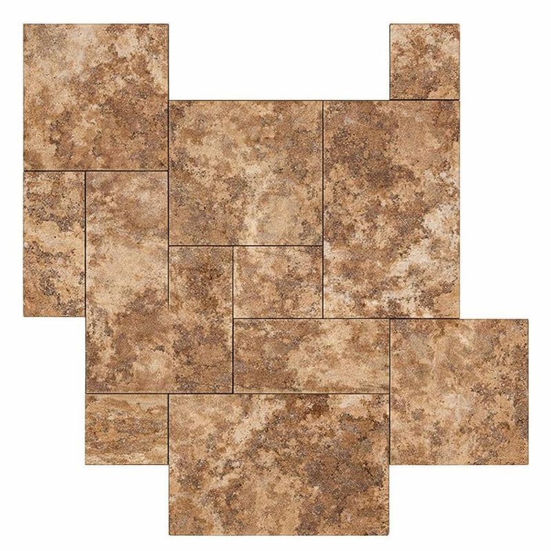 Noce (Antalya) Travertine Versailles Pattern Tumbled Travertine Tile