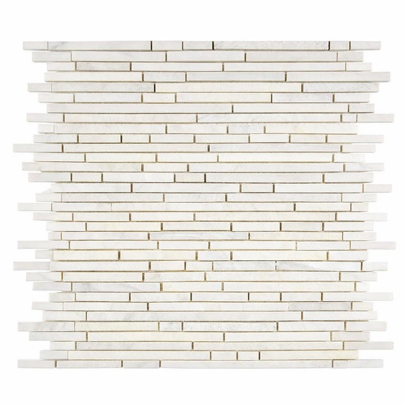 Oriental White (Asian Statuary) Marble Honed Bamboo Sticks Mosaic (Single-Color: Oriental White)