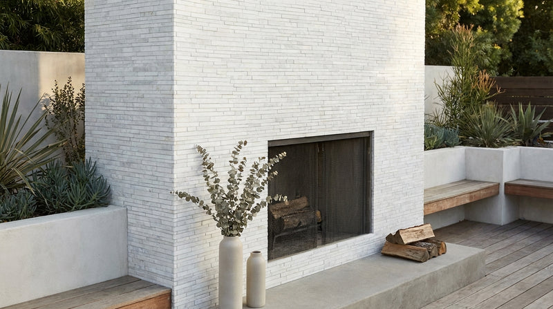 Oriental White (Asian Statuary) Marble Honed Bamboo Sticks Mosaic (Single-Color: Oriental White)