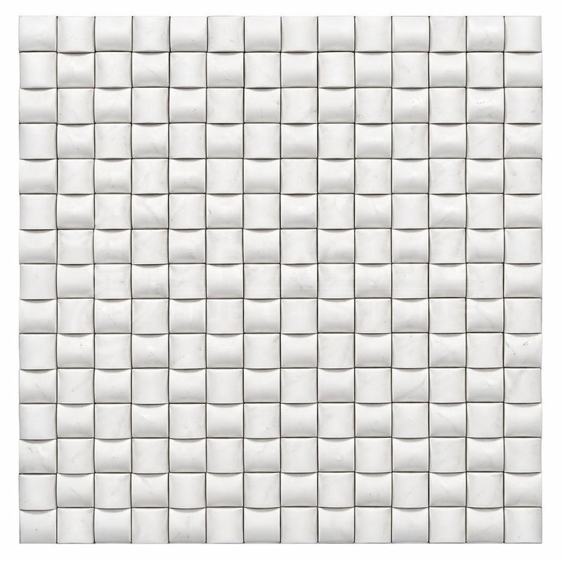 Oriental White (Asian Statuary) Marble Honed 3-D Small-Bread Mosaic