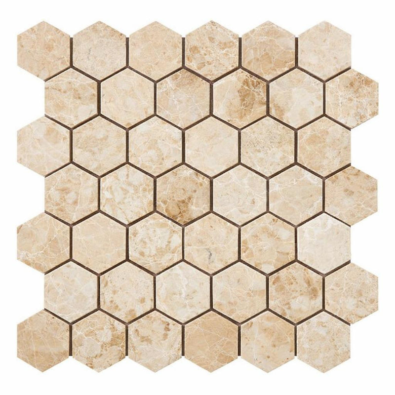 Cappuccino Marble 2x2 Polished Hexagon Mosaic