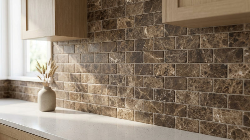 Emperador Light Marble 3x6 Tumbled Tile