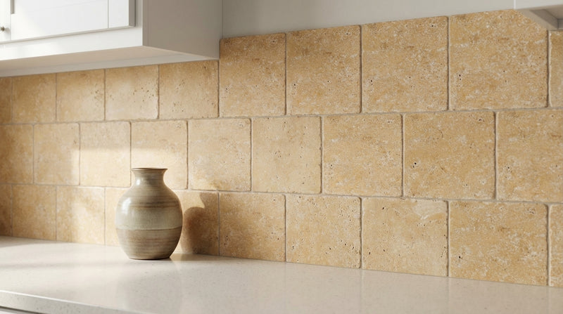 Gold / Yellow Gold Travertine 6x6 Tumbled Travertine Tile