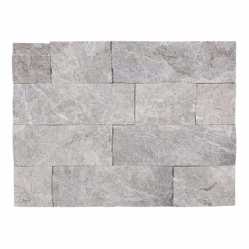 Atlantic Gray Marble 4xFREE Length Split-Faced Mosaic Tile