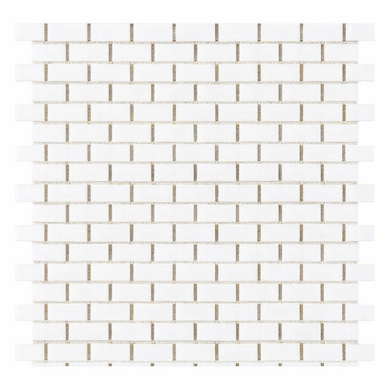 Bianco Dolomiti (White Dolomite) 5/8x1 1/4 Honed Brick Joint Mosaic Mini-Brick Mosaic