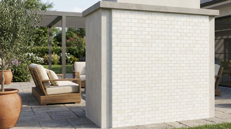 Bianco Dolomiti (White Dolomite) 5/8x1 1/4 Honed Brick Joint Mosaic Mini-Brick Mosaic