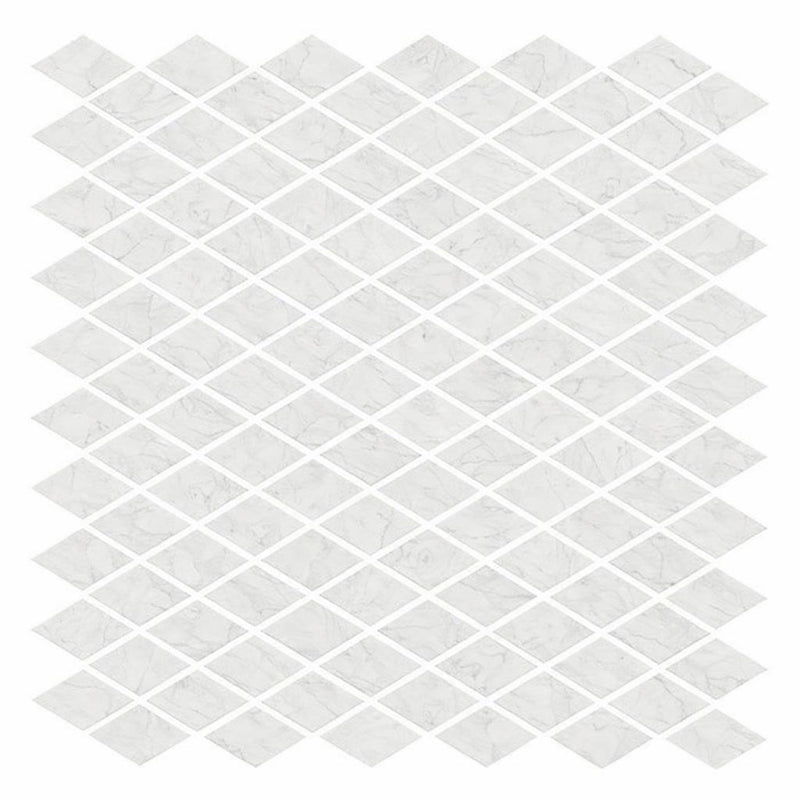 Oriental White (Asian Statuary) Marble 1x2 Honed Diamond / Rhomboid Mosaic