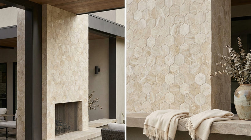 Diano Royal (Queen Beige) Marble 2x2 Polished Hexagon Mosaic