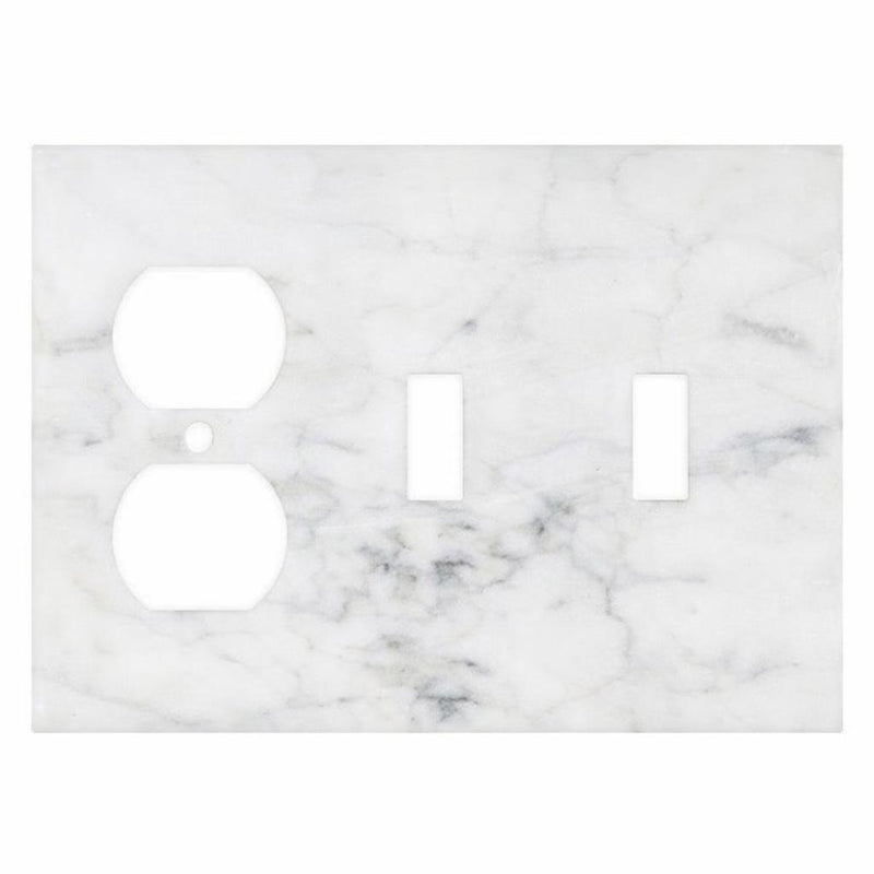 Bianco Carrara Switch Plate Covers 4-1/2x6 1/3 Honed Plate Cover 3-DUPLEX