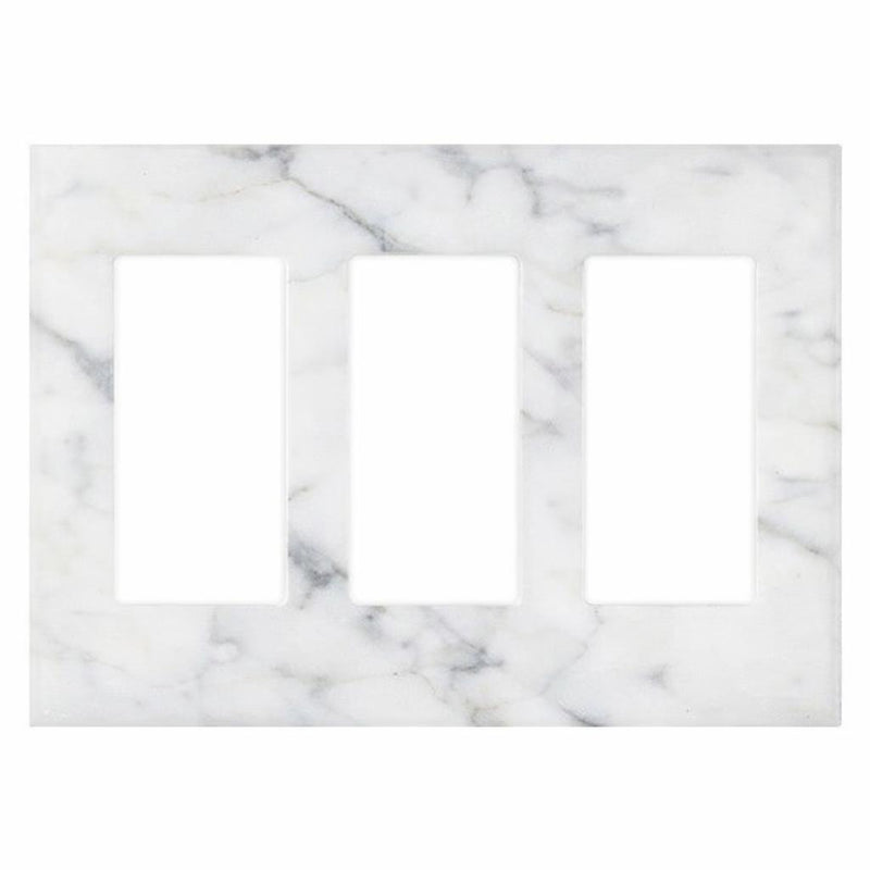 Bianco Carrara Switch Plate Covers 4-1/2x6 1/3 Honed Plate Cover 3-ROCKER