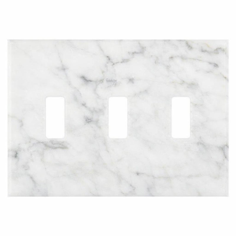 Bianco Carrara Switch Plate Covers 4-1/2x6 1/3 Honed Plate Cover 3-TOGGLE