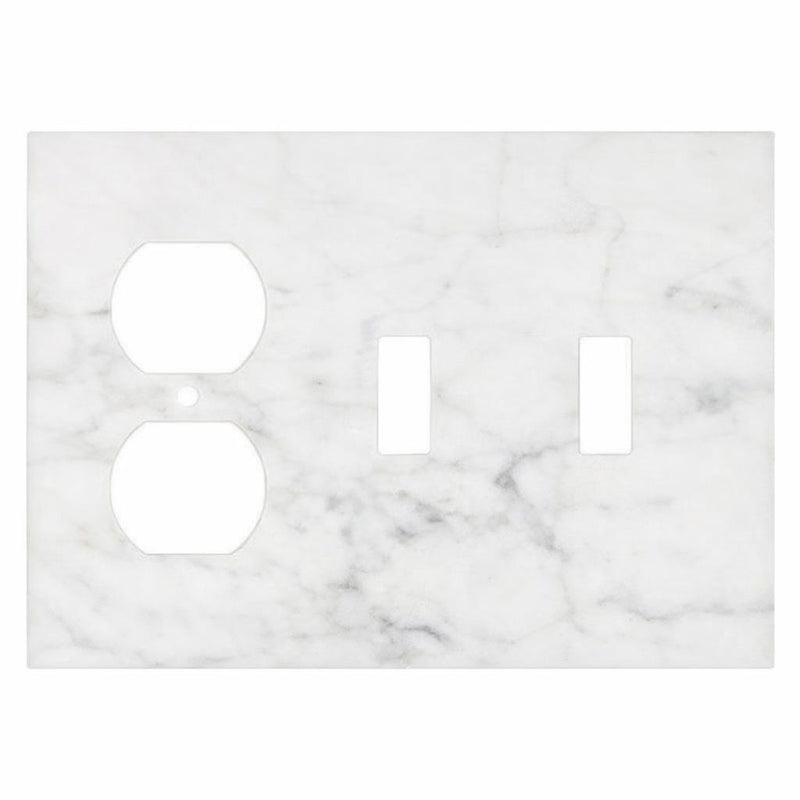 Bianco Carrara Switch Plate Covers 4-1/2x6 1/3 Honed Plate Cover DOUBLE TOGGLE - DUPLEX