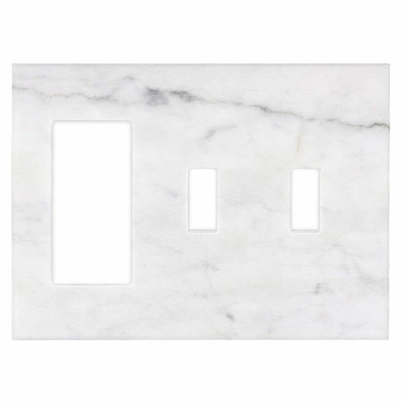 Bianco Carrara Switch Plate Covers 4-1/2x6 1/3 Honed Plate Cover DOUBLE TOGGLE - ROCKER