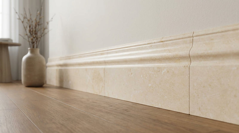 Crema Marfil (Spanish) Crema Marfil Marble 4-3/4x12 Cream Polished / Honed Tile Baseboard Trim