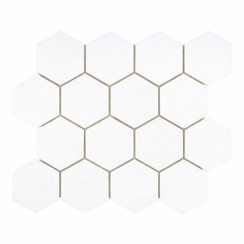 Thassos White (Greek) Marble 3x3 Honed Hexagon Mosaic
