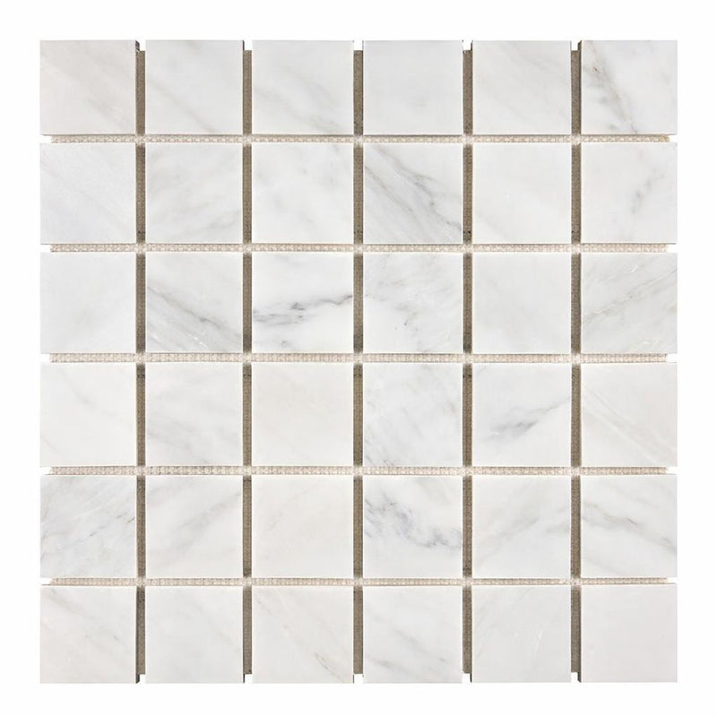 Oriental White (Asian Statuary) Marble 2x2 Honed Mosaic