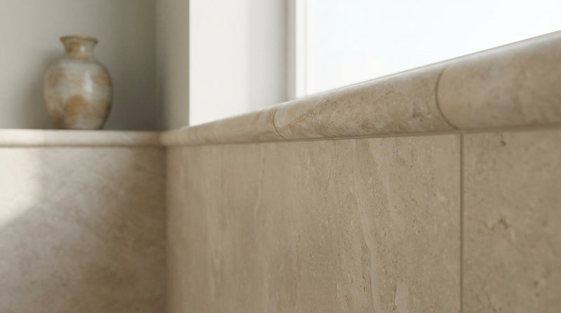 Philadelphia Travertine 3/4x12 Honed Travertine Tile Bullnose Liner