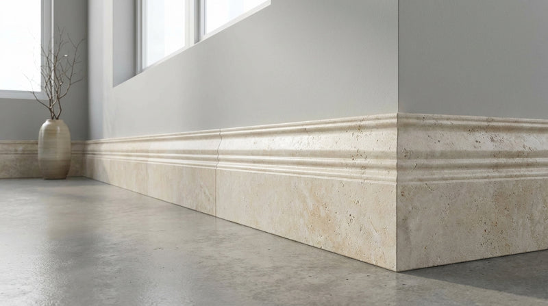 Bianco Dolomiti (White Dolomite) 4-3/4x12 Honed Tile Baseboard Trim