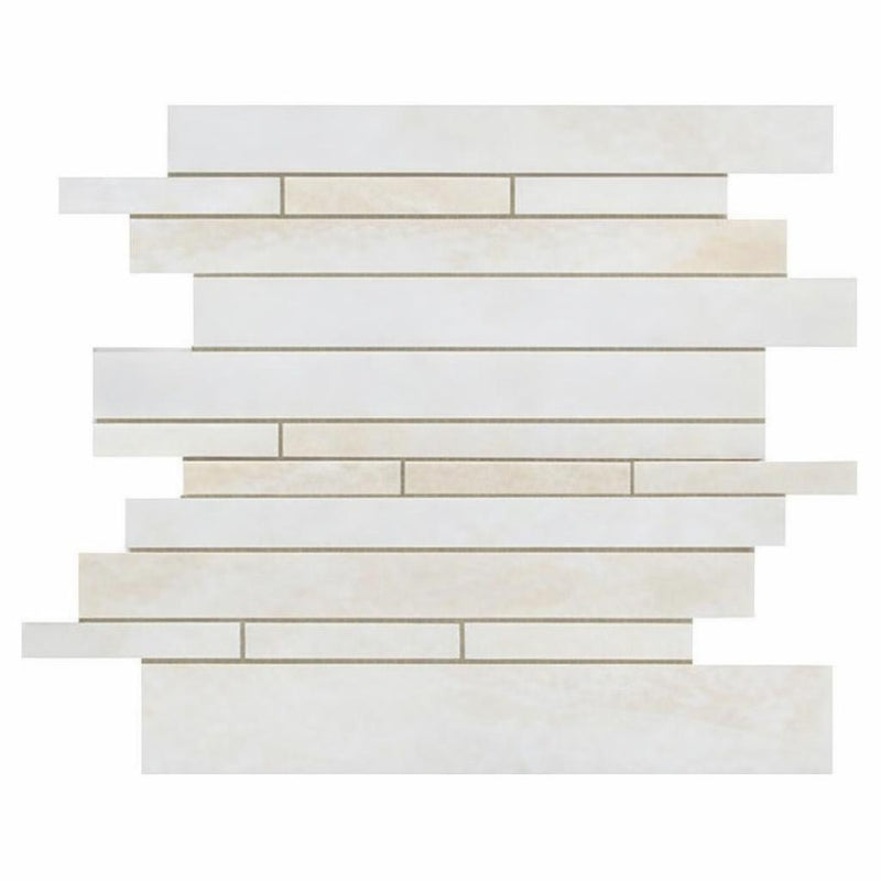 White (Bianco / Vanilla) White Onyx Polished Basketweave Mosaic Basketweave Mosaic w/ White Onyx Dots (Cross-cut)